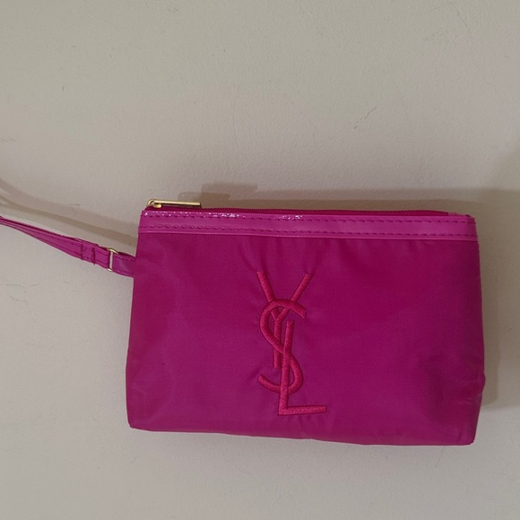GWP Item | Yves Saint Laurent Nylon Fuchsia Wristlet Cosmetic Clutch Makeup bag - Picture 4 of 10